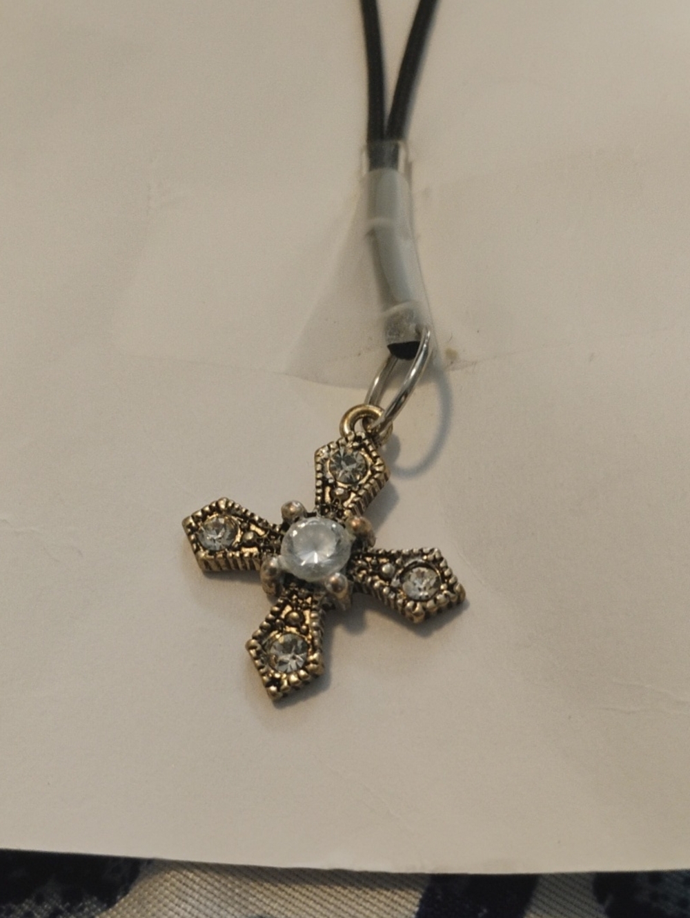 Antique-Style Crystal Cross Pendant Necklace in Silver-Tone